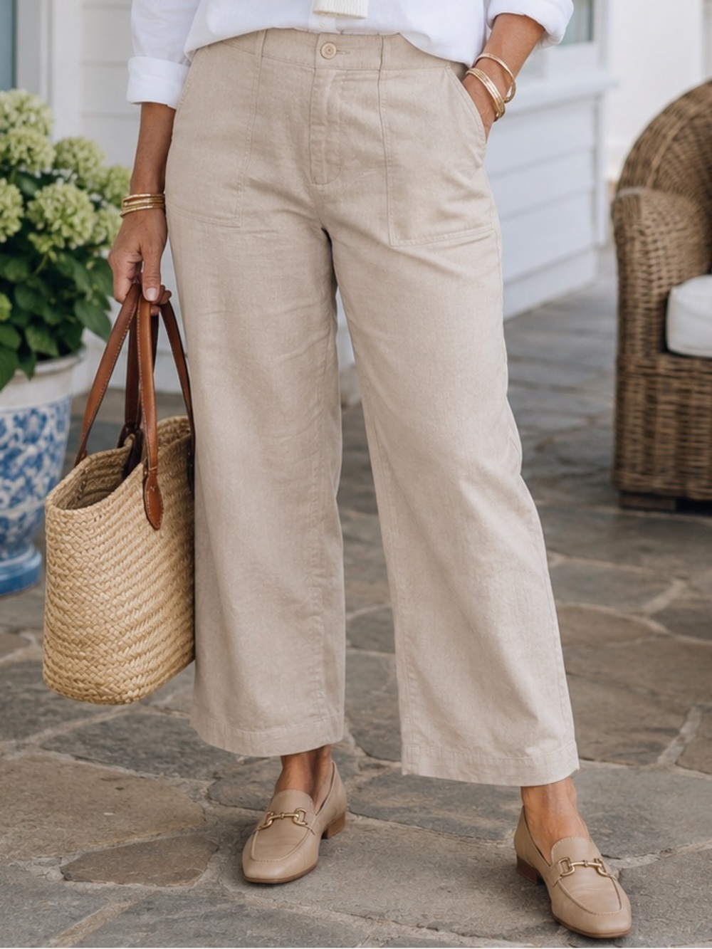 Talbots Linen Blend khaki pants Size 12